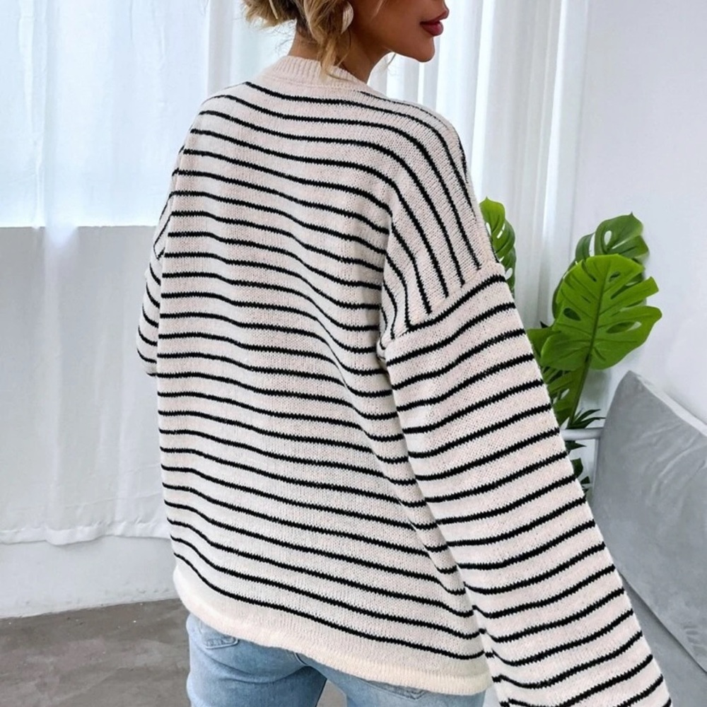 Striped Black and White Sweater - Picture 2 of 2